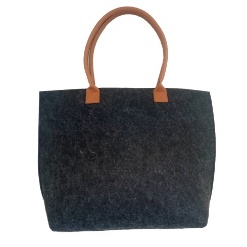 Felt shoulder bag with PU leather handle